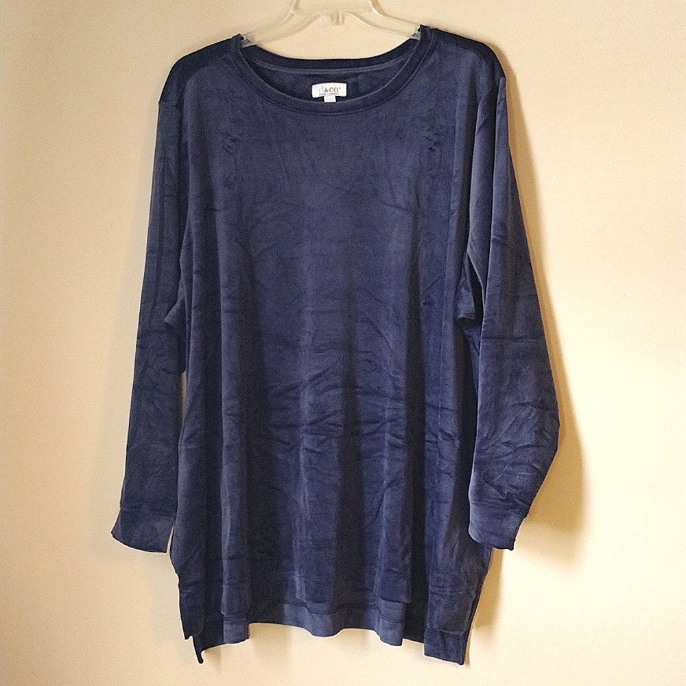 Women's 5X soft velvet tunic indigo / navy